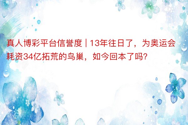 真人博彩平台信誉度 | 13年往日了，为奥运会耗资34亿拓荒的鸟巢，如今回本了吗？